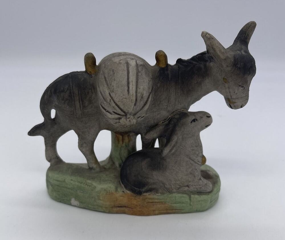 Donkey with Foal Porcelain Figurine Pack Mule No. 3738 *Small Chip on Front